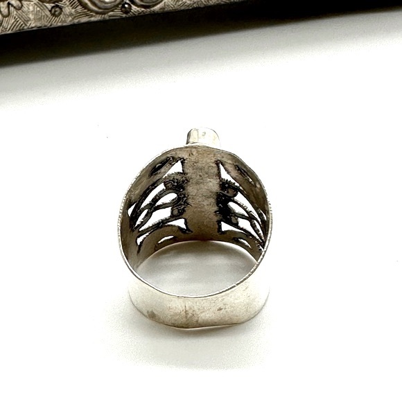 Silver Wide Multi Stone Modernist Ring - Picture 12 of 14